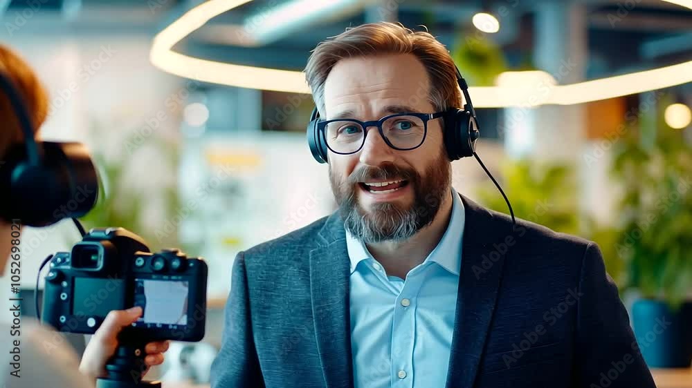 Poster manager interviewing in bright office setting