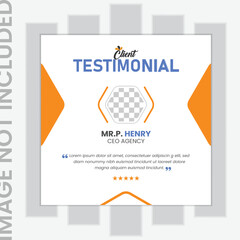 Clients feedback or testimonial web banner for social media post.