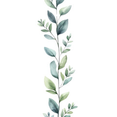 Obraz premium Watercolor Eucalyptus Greenery Border