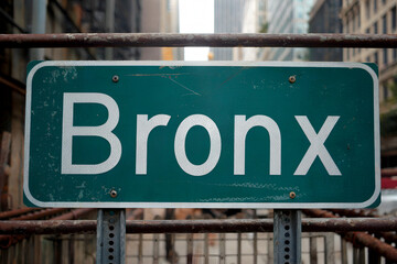 Green Road Sign, Bronx, New York City Area, Directional Urban Signage	