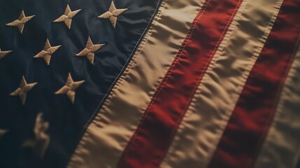 Waving American Flag Detail Close-Up