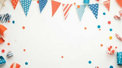 Obraz premium Festive Party Background with Colorful Bunting and Confetti