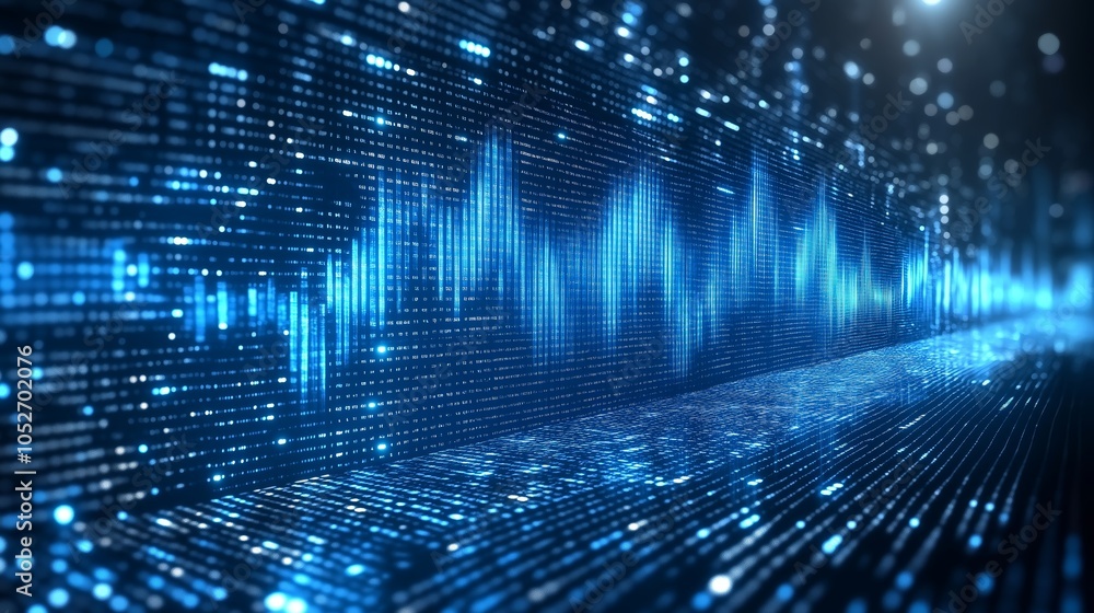 Poster Abstract digital blue waves, symbolizing data flow, technology, and the dynamic movement of information in a futuristic design, Generaitve AI