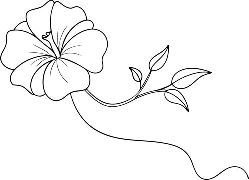 black and white flower and leaves clip art preview