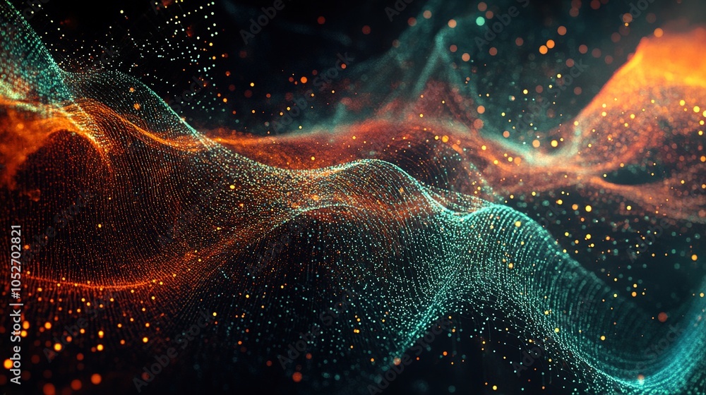 Poster abstract waves of light and color in motion