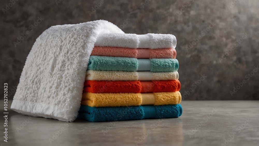 Poster folded towels with copy space on background
