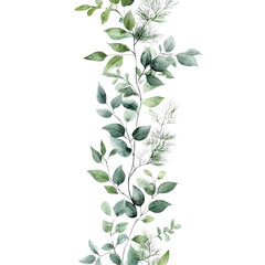 Watercolor Green Leaf and Branch Pattern © Tungbackground