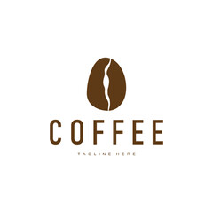 coffee bean logo silhouette design with simple concept coffee illustration template
