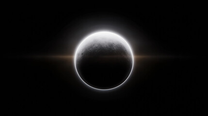 A dramatic solar eclipse is captured in black and white, showcasing the glowing corona against the dark sky. The celestial event highlights the mystical and ethereal beauty of the cosmos.