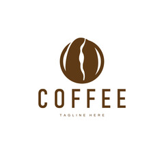 coffee bean logo silhouette design with simple concept coffee illustration template