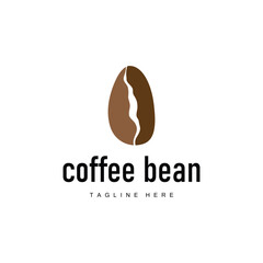 coffee bean logo silhouette design with simple concept coffee illustration template