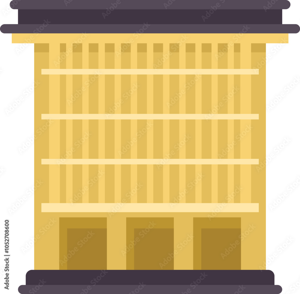 Poster modern building standing tall with its large windows reflecting the surrounding environment