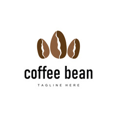 coffee bean logo silhouette design with simple concept coffee illustration template