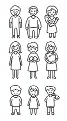 Set of Hand-Drawn Vector Characters in Various Poses