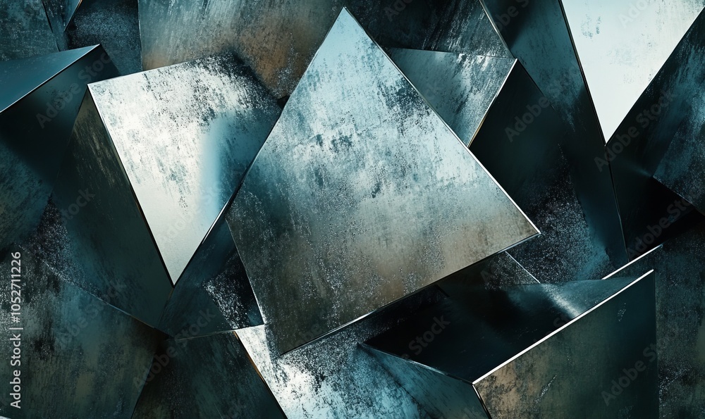 Poster abstract industrial metallic shapes, abstract background. created using generative artificial intell