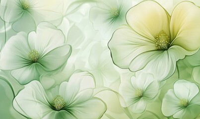 Obraz premium Background of illustrated light green Flowers. Creative Wallpaper