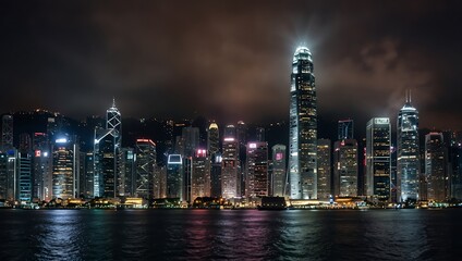 Obraz premium Hong Kong skyline with skyscrapers.