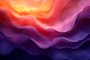 Fototapeta premium Abstract gradient background with warm sunset-inspired shades of orange, pink, and purple, blending seamlessly with smooth, flowing transitions for a soft, calming effect. 