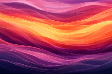 Obraz premium Abstract gradient background with warm sunset-inspired shades of orange, pink, and purple, blending seamlessly with smooth, flowing transitions for a soft, calming effect. 
