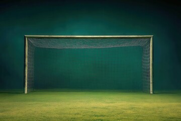 This minimalist depiction features a simple outline of a soccer goalpost, emphasizing its structure against a dark green backdrop. The focus is on the goal, highlighting its design.