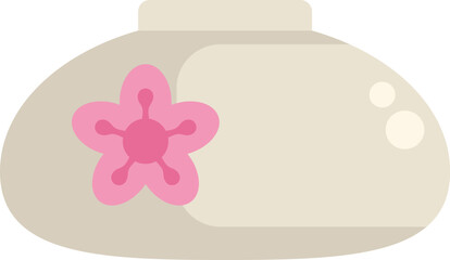 Simple and cute japanese traditional wagashi mochi with cherry blossom illustration in flat design style