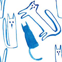 small cats in watercolor.
Hand painted