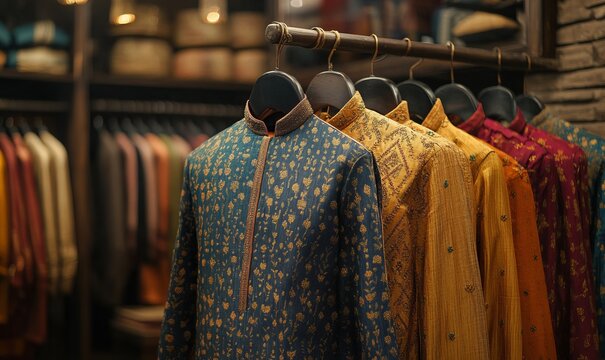 Indian kurta for men displayed in a retail shop