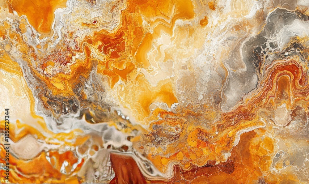 Poster intricate abstract pattern featuring vibrant amber tones with a unique texture, evoking warmth and c