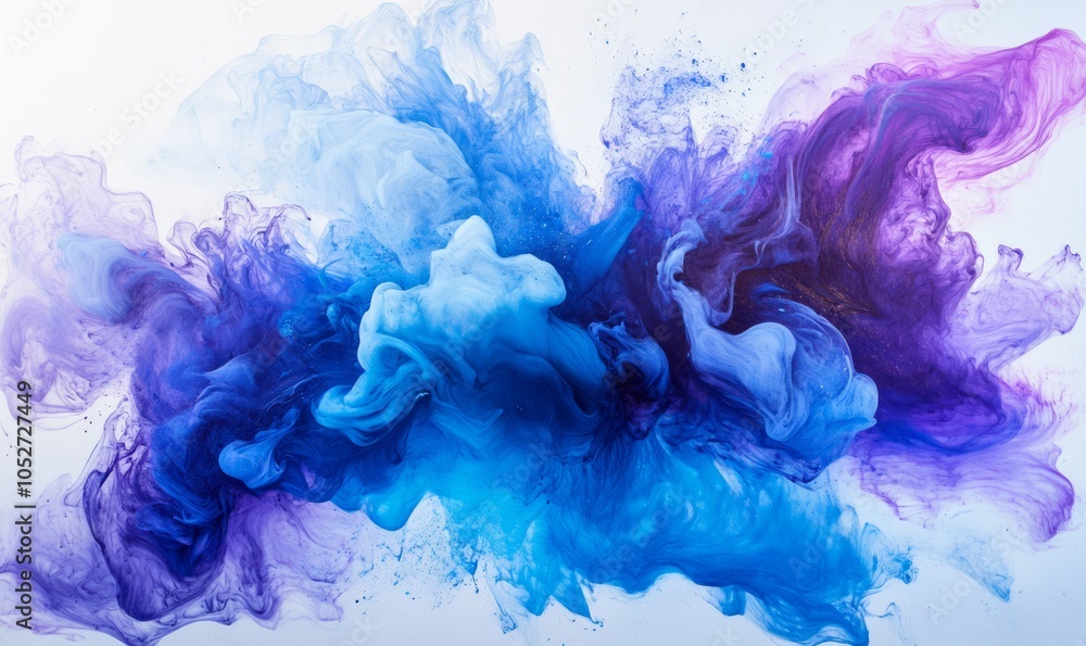 Aufkleber ink splashes of blue and purple create an abstract glossy backdrop, showcasing fluid movement and vi