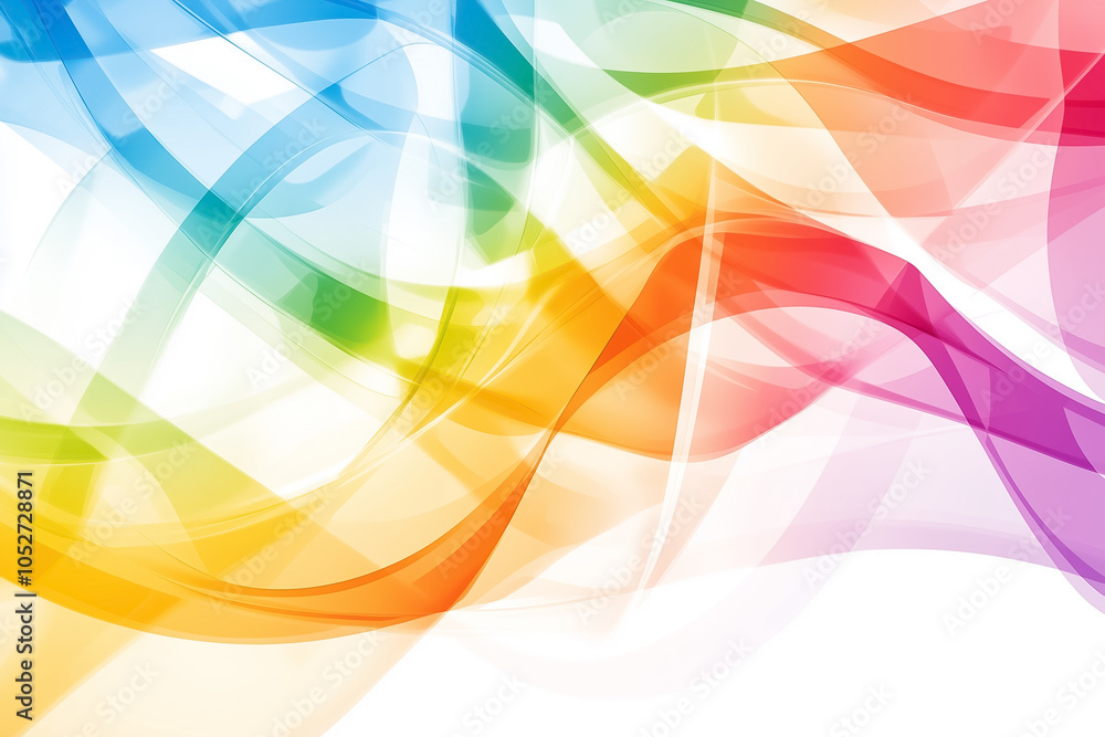 Poster a beautiful display of colorful waves merging in a stunning spectrum, creating an ethereal and energ