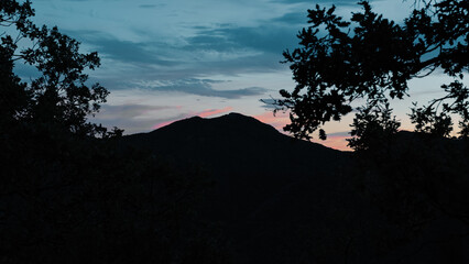 Autumn Landscape Silhouette With Blue Sky