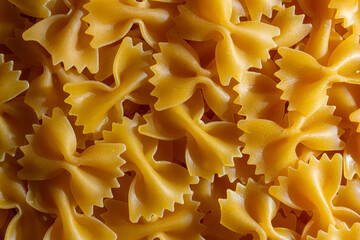 Uncooked Farfalle Pasta: A Culinary Canvas of Bow-Tie Macaroni, Creating a Lively and Textured...