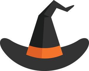 Black witch hat with orange band for halloween costume party celebrating halloween holiday