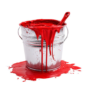 recommend clip art: paint bucket overflowing with red paint on a transparent background