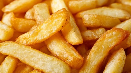 Crispy Golden French Fries Piled Together