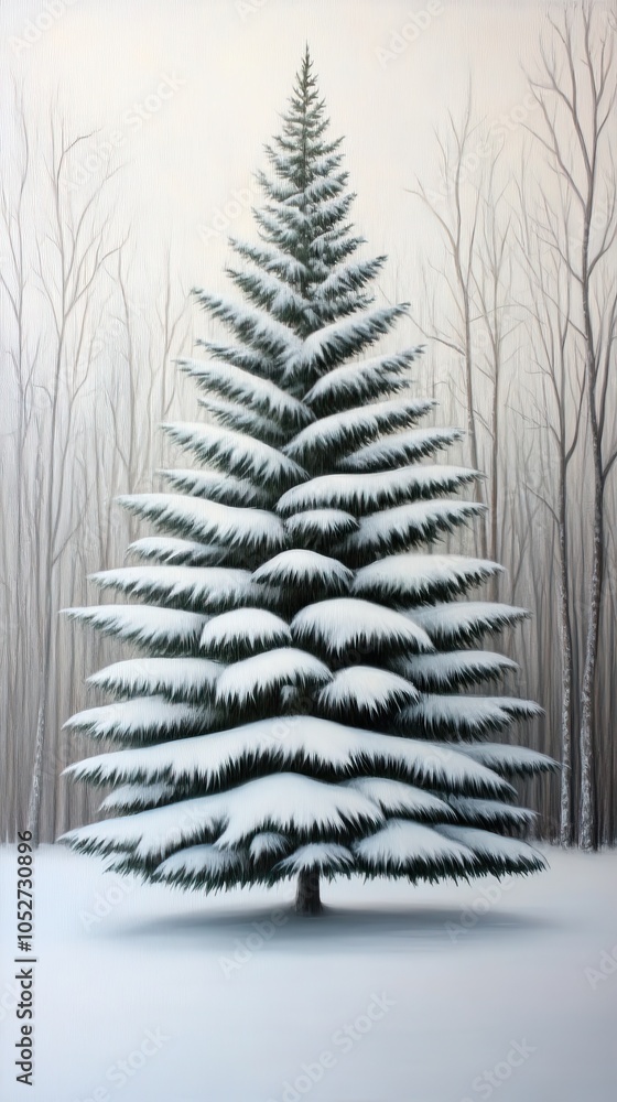 Aufkleber snowflakes gently fall from the sky as sunlight filters through pine trees, creating a tranquil wint