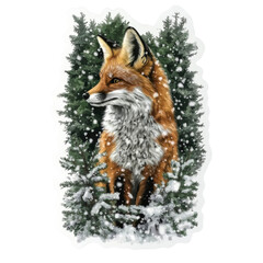 Obraz premium Red Fox in Snowy Forest