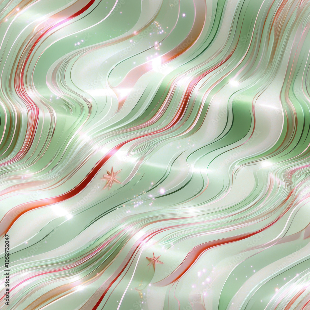 Poster seamless pattern showcasing 3d pastel rainbow spirals floating through the design, mixed with abstra