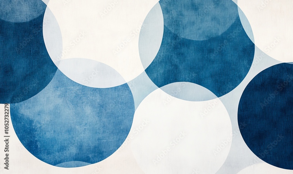 Aufkleber a minimalistic design featuring overlapping circles in blue and white tones, creating a serene and m