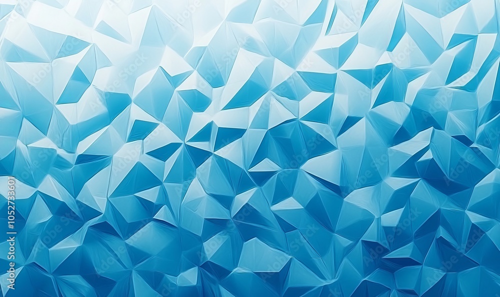 Poster Abstract Background of triangular Patterns in sky blue Colors. Low Poly Wallpaper