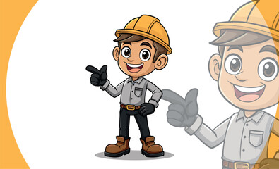 Mascot illustration of a man with a company engineer helmet.