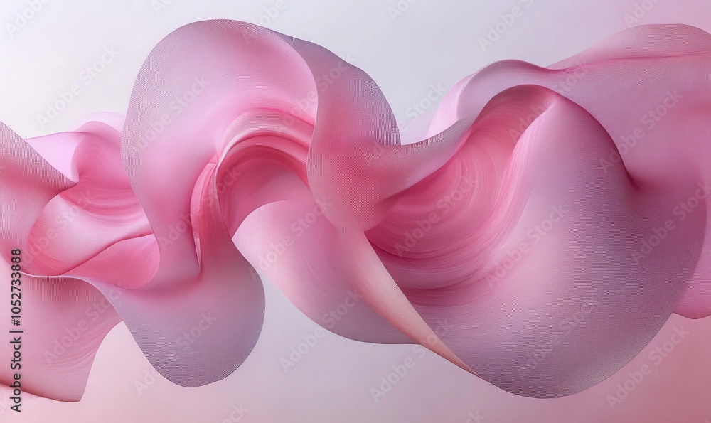 Poster abstract curved shape of pink color, image made with generative ai technology