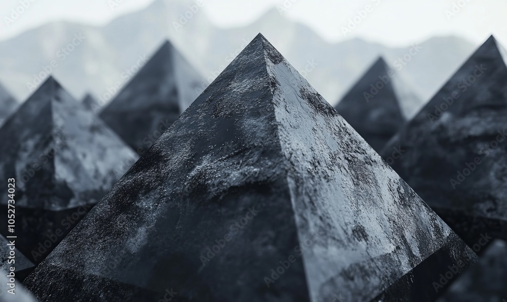 Aufkleber abstract image of black pyramids image made with generative ai technology