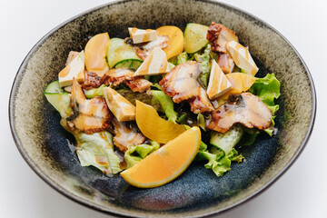 Eel salad with citrus and tofu, a fusion of flavors for gourmet dining and healthy eating