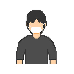 Pixel art mask male, black clothes