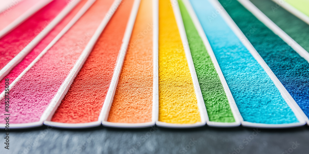 Poster a stunning array of colored powders flows harmoniously, representing a spectrum of vibrant hues merg