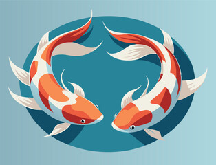 Naklejka premium Two beautiful koi fishes forming a circle with their bodies, representing the traditional asian concept of yin and yang, perfect for projects related to asian culture and spirituality