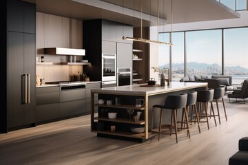 Interior of a modern luxury kitchen in apartment