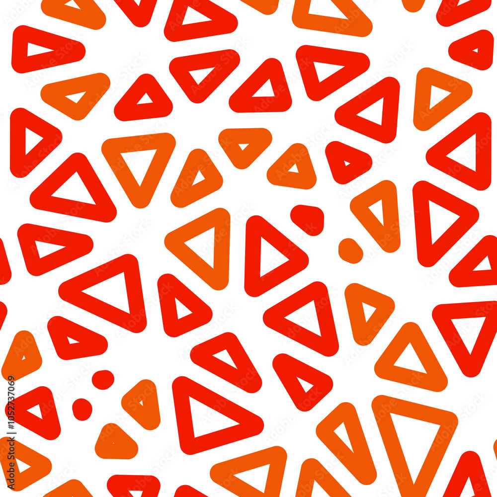 Poster Minimal geometric background with large, rounded triangles in multiple colors. Seamless, repeatable pattern with a modern, flame-burst style.