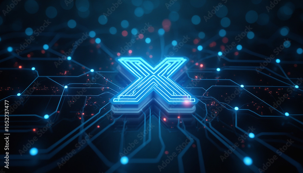 Poster cross icon with network integration: a cross icon embedded in a digital network, symbolizing error d
